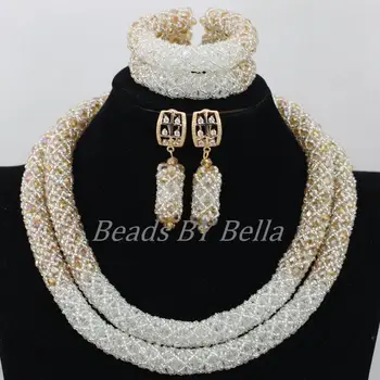 Handmade Gold White Crystal Nigerian Beads Jewellery Set Bridal Jewelry African Wedding Women Fashion Set Free Shipping ABF991
Handmade Gold White Crystal Nigerian Beads Jewellery Set Bridal Jewelry African Wedding Women Fashion Set Free Shipping ABF991