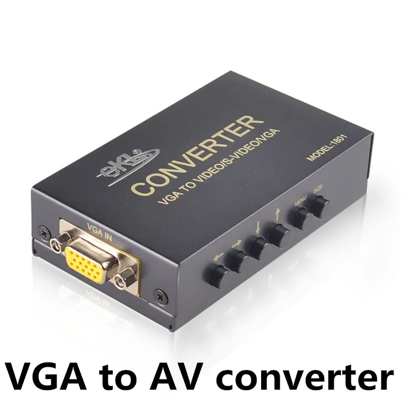 EKL VGA to AV converter 1 port for VGA signal input 1 ports for VGA/CVBS/S-video signal output
EKL VGA to AV converter 1 port for VGA signal input 1 ports for VGA/CVBS/S-video signal output