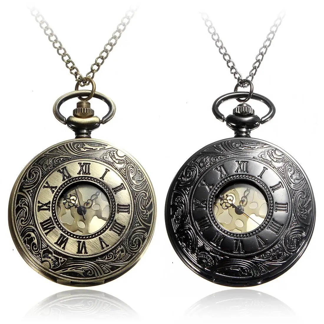 

New Antique Bronze Roma Number PocketWatch Vintage Alloy Steampunk Bronze Necklace Pendant Chain Clock Watch Gift Quartz Watch