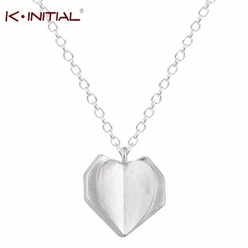 Kinitial 1Pcs New Valentine Lover Gift 3D Heart Chain Necklaces Heart Pendants Necklace Statement Jewelry For Women Party Bijoux