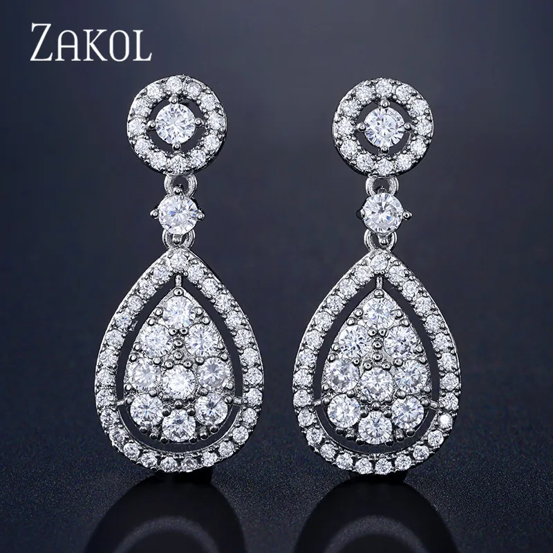 ZAKOL Brilliant Water Drop Cubic Zirconia Crystal CZ Bridal Earrings For Brides Fashion Wedding Jewelry Brinco FSEP2312
ZAKOL Brilliant Water Drop Cubic Zirconia Crystal CZ Bridal Earrings For Brides Fashion Wedding Jewelry Brinco FSEP2312