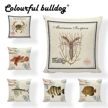 Retro Ocean Style Fish Pattern Cushion Cover Crab Shrimp 43*43cm Square Letter Lighthouse Pillowcase Postmark Office Home Decor
Retro Ocean Style Fish Pattern Cushion Cover Crab Shrimp 43*43cm Square Letter Lighthouse Pillowcase Postmark Office Home Decor