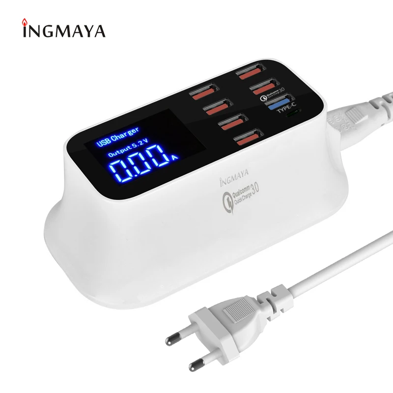 INGMAYA 8 Port USB Charger 8A LED Display Quick Charge 3.0 Type C Fast Charging For iPhone iPad Samsung Huawei Xiaomi AC Adapter
INGMAYA 8 Port USB Charger 8A LED Display Quick Charge 3.0 Type C Fast Charging For iPhone iPad Samsung Huawei Xiaomi AC Adapter