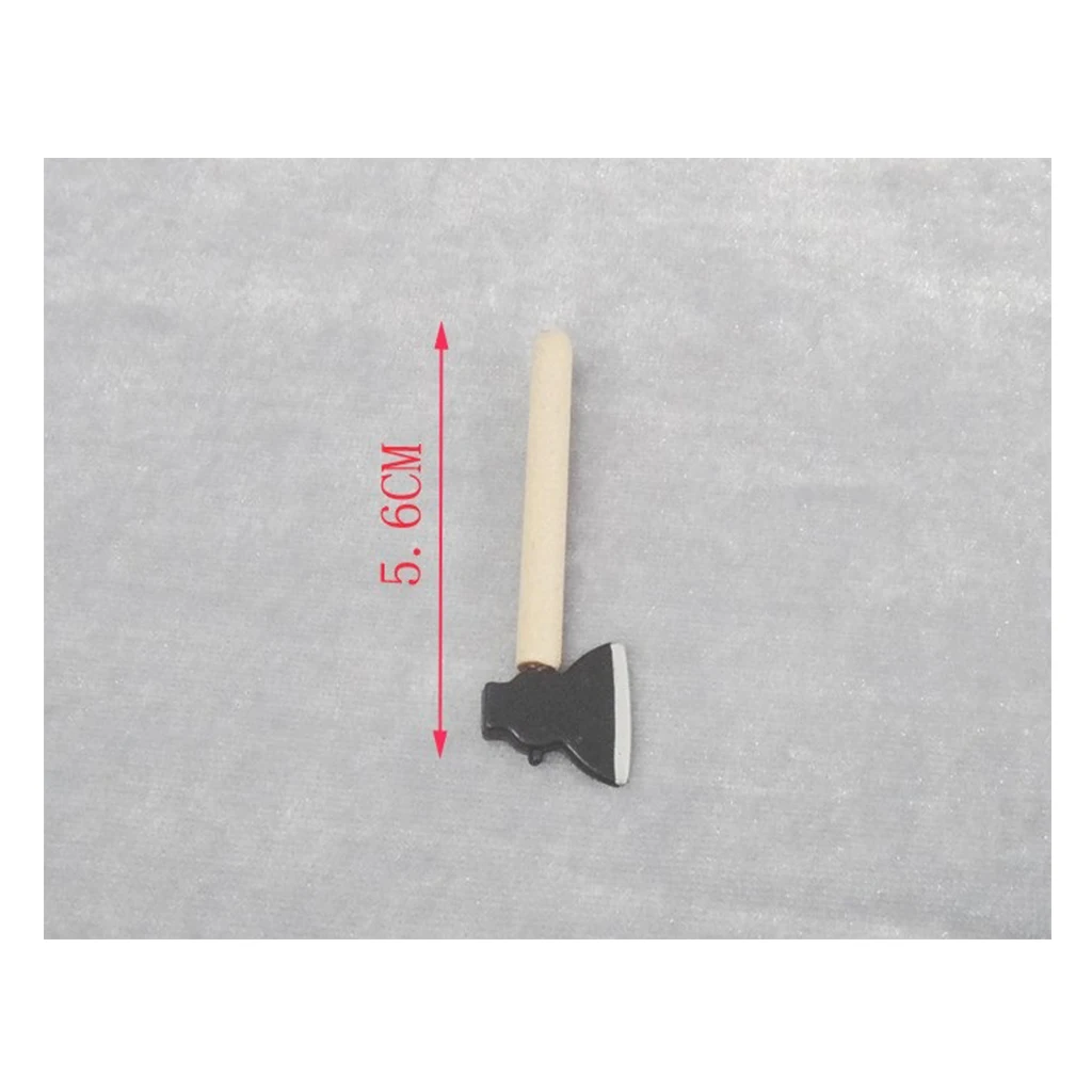 3pcs Wooden Metal Hatchet Axe Set for 1:12 Dollhouse Miniature Fairy Garden Tools