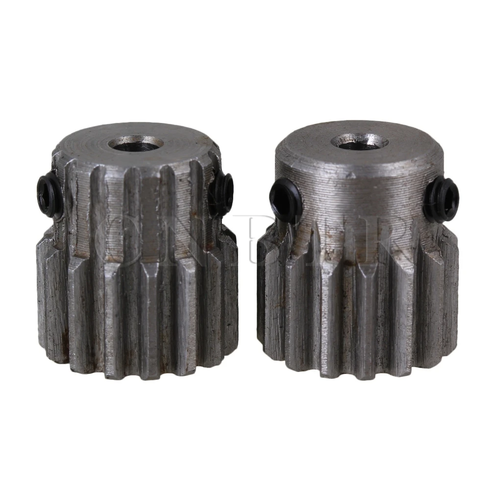 CNBTR 2 x Module 1 Silver 4mm Hole 15 Teeth Motor 45 Steel Gear Wheel with Top Screws
