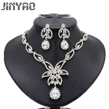 JINYAO Luxury Wedding White Gold Color Zircon Flower Necklace Jewelry Sets Party Women African Bridal Earrings Accessories
JINYAO Luxury Wedding White Gold Color Zircon Flower Necklace Jewelry Sets Party Women African Bridal Earrings Accessories