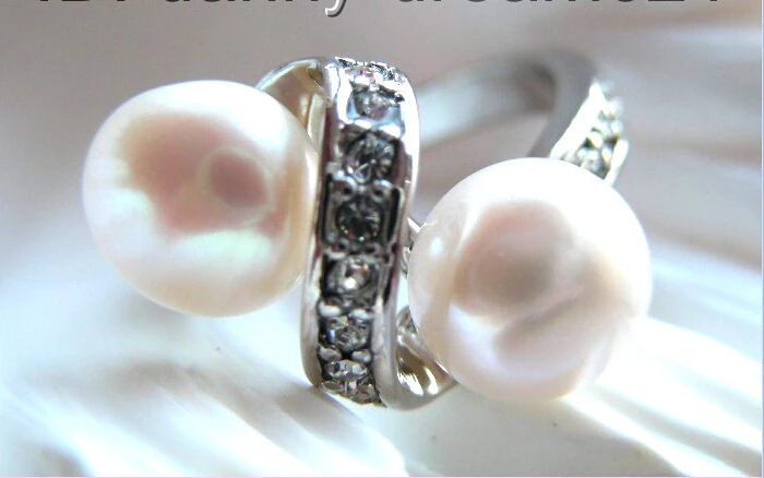 shipping> >>>Genuine Twins 10mm white natural freshwater pearls rings b544 | Украшения и аксессуары