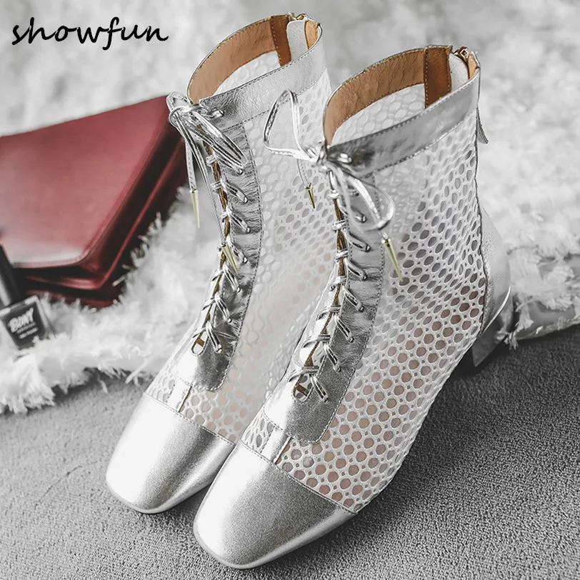 Women's genuine leather Shoes mesh boots women summer flats ankle boots brand designer silver bota feminina short booties shoes
Women's genuine leather Shoes mesh boots women summer flats ankle boots brand designer silver bota feminina short booties shoes