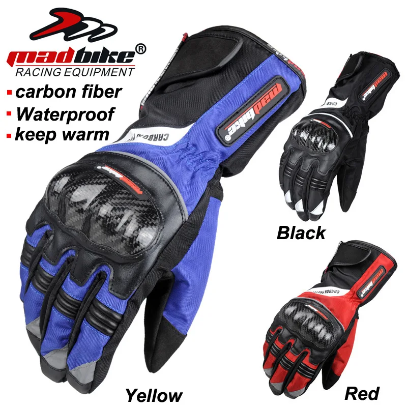 

MAD-BIKE motorcycle winter warm waterproof cold fall proof gloves carbon fiber protection Cycling Gloves Bike Glove