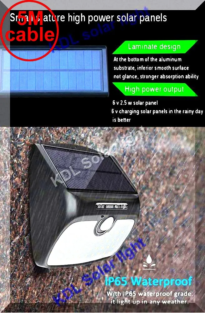 split mounting 48 LED 900lm Solar Light PIR motion+radar led IP65 smart indoor waterproof 5M cable street wall outdoor light fo | Освещение
