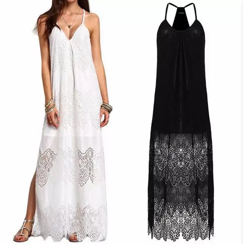 2018 Summer women's Europe new large size lace v-neck splicing condole sexy vest dress female fashion plus size lace Beach dress
2018 Summer women's Europe new large size lace v-neck splicing condole sexy vest dress female fashion plus size lace Beach dress