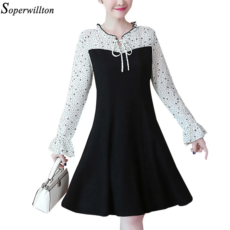 2019 Autumn Women Dress Black Vestidos Long Sleeve Dresses Female Patchwork Chiffon Black Elegant Lady Sweet Ruffled Bow Tie B06
2019 Autumn Women Dress Black Vestidos Long Sleeve Dresses Female Patchwork Chiffon Black Elegant Lady Sweet Ruffled Bow Tie B06