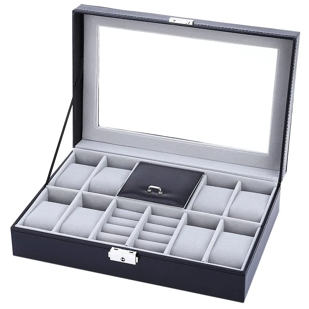 Black 8 Grids with 3 Mixed Grids Watch Case PVC Leather Jewelry Storage Display Box Watch Gift caixa para relogio
Black 8 Grids with 3 Mixed Grids Watch Case PVC Leather Jewelry Storage Display Box Watch Gift caixa para relogio