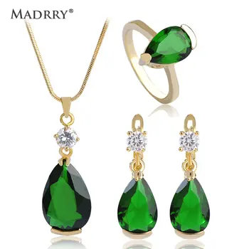 Madrry High Quality Gorgeous Zircon Jewelry Sets Necklace Earrings Rings Cooper Metal Gold color Wedding Dress Luxury Jewelry 
Madrry High Quality Gorgeous Zircon Jewelry Sets Necklace Earrings Rings Cooper Metal Gold color Wedding Dress Luxury Jewelry