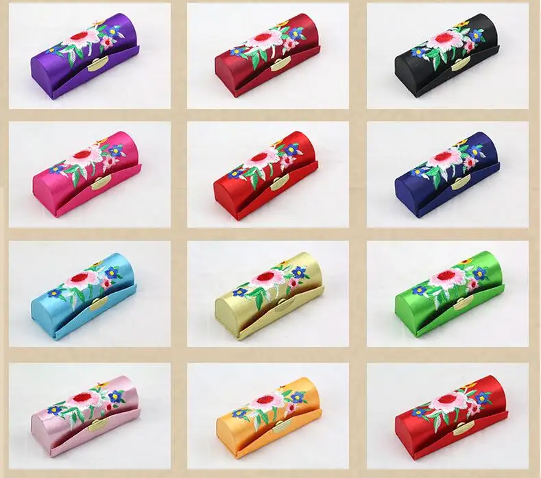 100pcs/lot! Hot sales! Flower Design Retro Lipstick Case Brocade Embroidered Holder Box with Mirror Chinese Style | Багаж и сумки