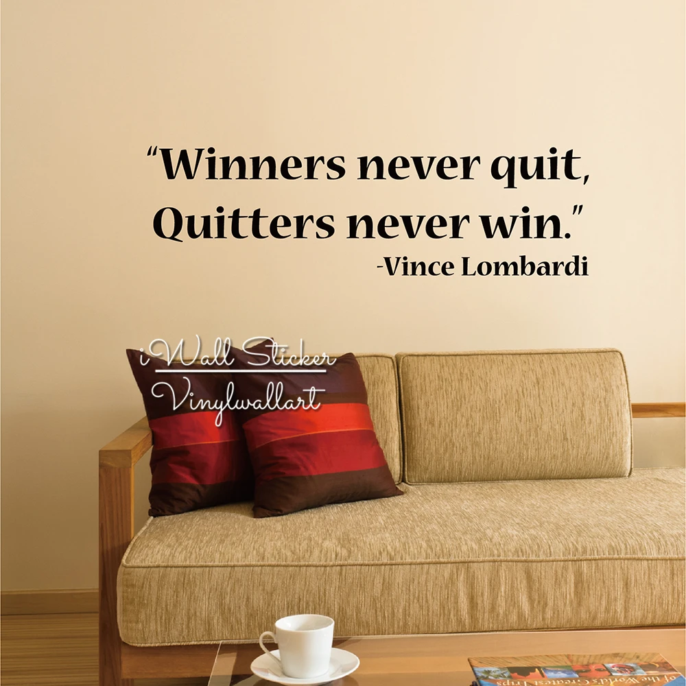 Winners Never Quit Office Motivational Quote Wall Decal Inspirational Quotes Stickers DIY Decors Cut Vinyl Q213 | Дом и сад