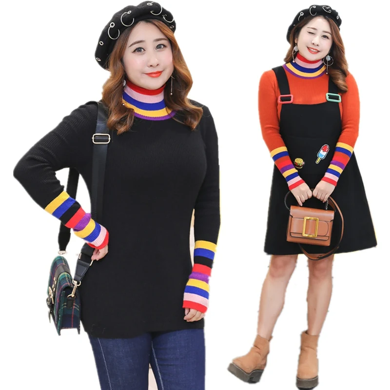 Sweater women 2017 turtleneck rainbow stripes warm plus size pullover casual sueter mujer woman sweater pullovers long sleeve
Sweater women 2017 turtleneck rainbow stripes warm plus size pullover casual sueter mujer woman sweater pullovers long sleeve