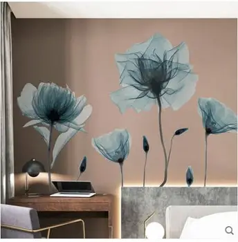 DIY romantic Lake blue lotus flower wall sticker adesivo de parede wall art mural paper for living room decoration
DIY romantic Lake blue lotus flower wall sticker adesivo de parede wall art mural paper for living room decoration