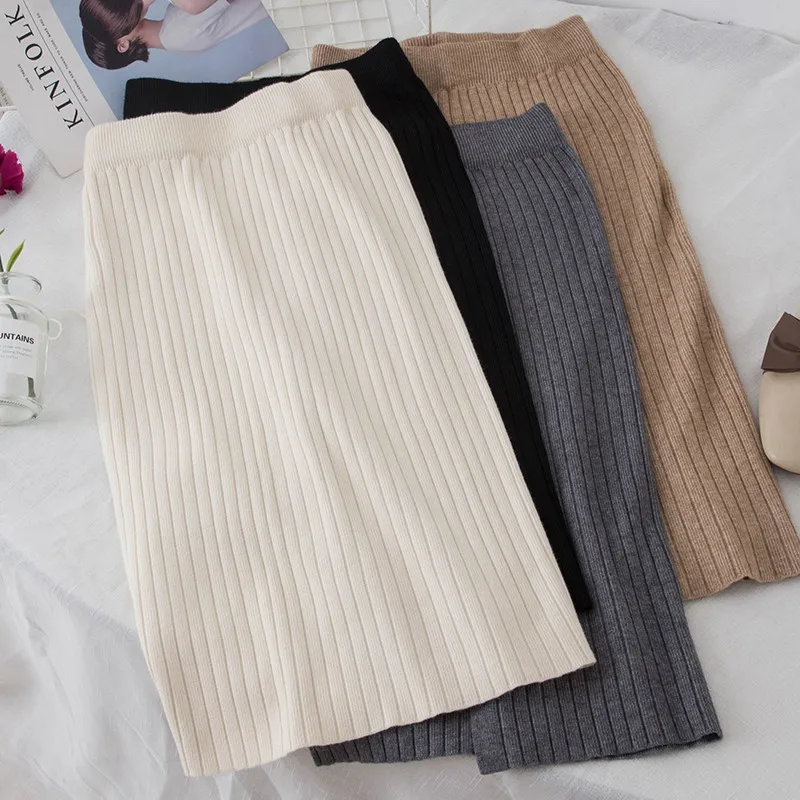 Solid Pencil Skirt Women Autumn Winter Elastic High Waist Split Sweater Skirts Female Midi Long Package Hip Knitted Skirt AB1235
Solid Pencil Skirt Women Autumn Winter Elastic High Waist Split Sweater Skirts Female Midi Long Package Hip Knitted Skirt AB1235