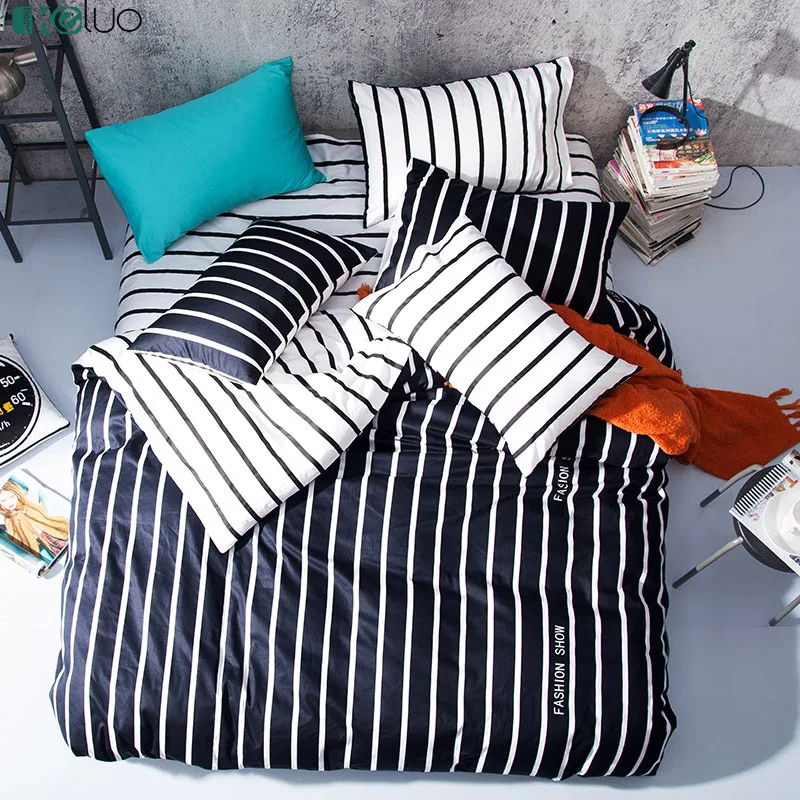 KELUO Black and white fashion series Bedding Set Duvet Cover Bedclothes Print Bedding sets Stripes 4PC Queen Flat sheet
KELUO Black and white fashion series Bedding Set Duvet Cover Bedclothes Print Bedding sets Stripes 4PC Queen Flat sheet