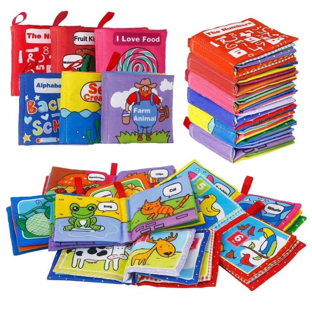 RCtown Crinkle Baby Soft Cloth Books Colorful Mix Early Educational Toys Infant Pack of 6 Gifts for Toddler 0-24 months | Игрушки и