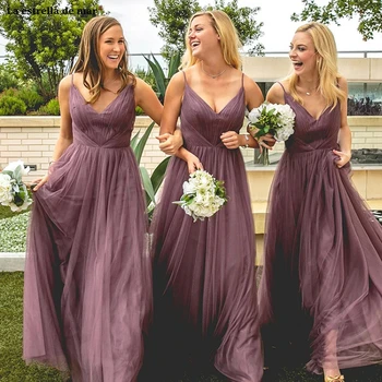 Robe demoiselle d'honneur new tulle sexy V neck Spaghetti Straps halter A line lavender purple wedding guest dress long vestido
Robe demoiselle d'honneur new tulle sexy V neck Spaghetti Straps halter A line lavender purple wedding guest dress long vestido