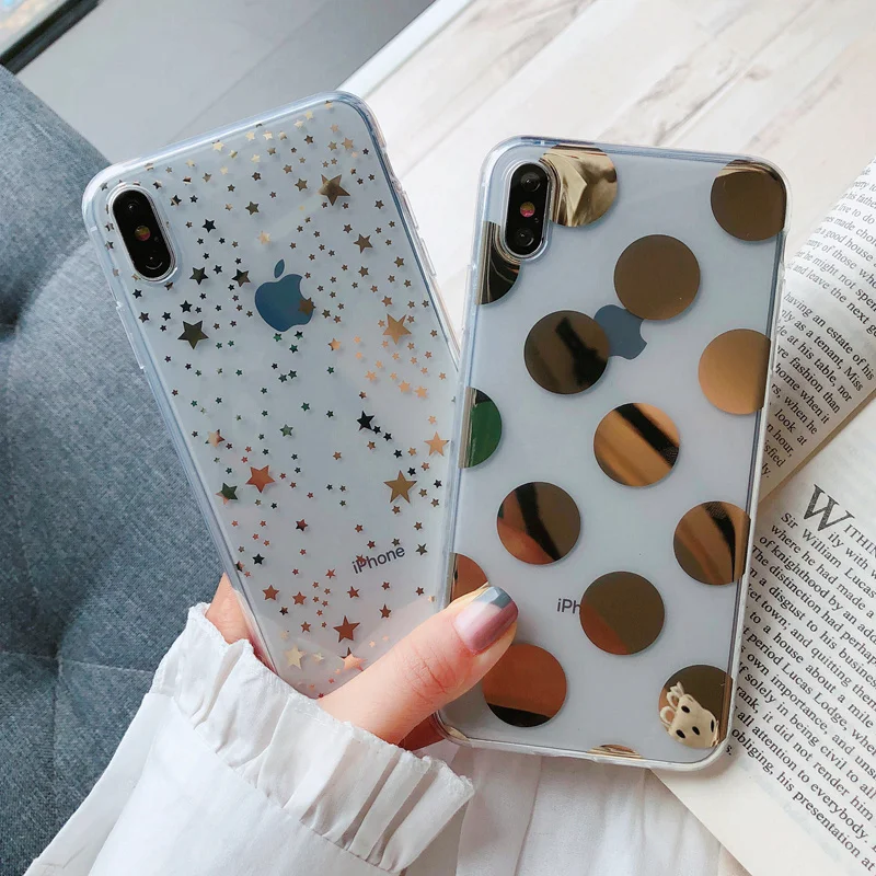 Shiny Plating Little Star Case For iPhone XR Xs Max X Soft TPU Clear Back Case for iPhone 7 6 6S 8 Plus Fashion Polka Dot case
Shiny Plating Little Star Case For iPhone XR Xs Max X Soft TPU Clear Back Case for iPhone 7 6 6S 8 Plus Fashion Polka Dot case