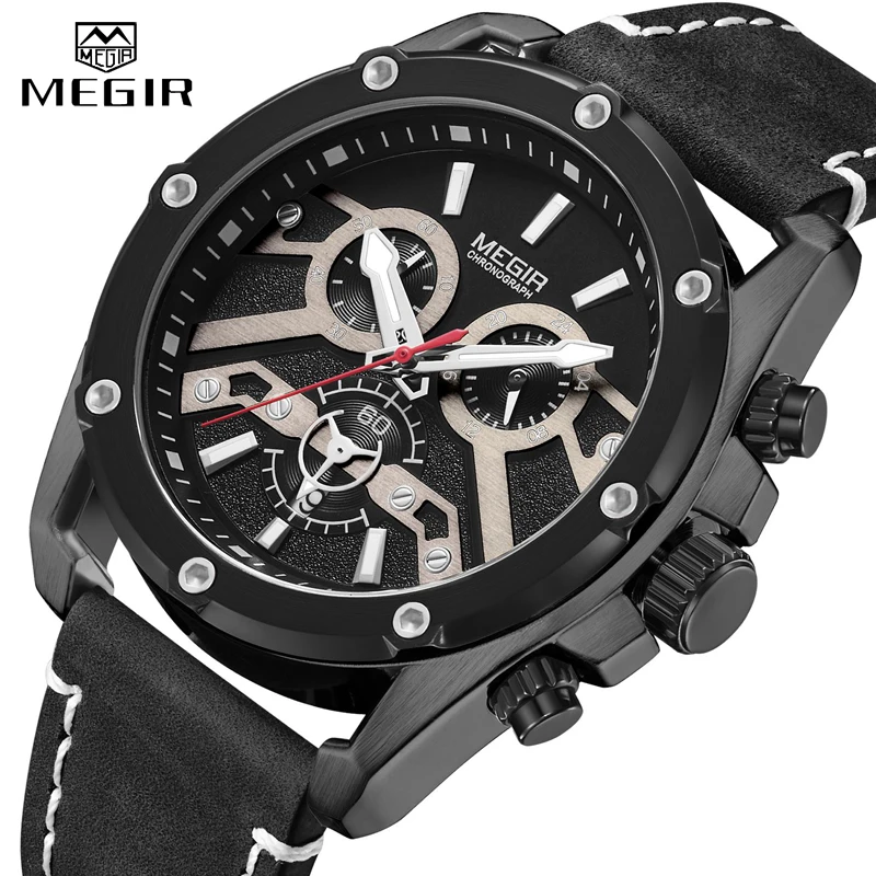 

2024 New MEGIR Watch Men Top Luxury Brand Waterproof Sport Quartz Chronograph Military Mens Watches Male Clock Relogio Masculino