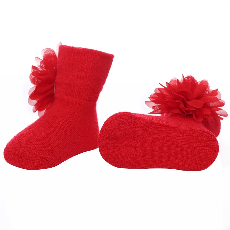 Floral Baby Girls Socks Toddler Kids Soft Cotton Sport Socks Autumn Winter Keep Warm Chiffon Flower Baby Care High quality Sweat Absorption (5)