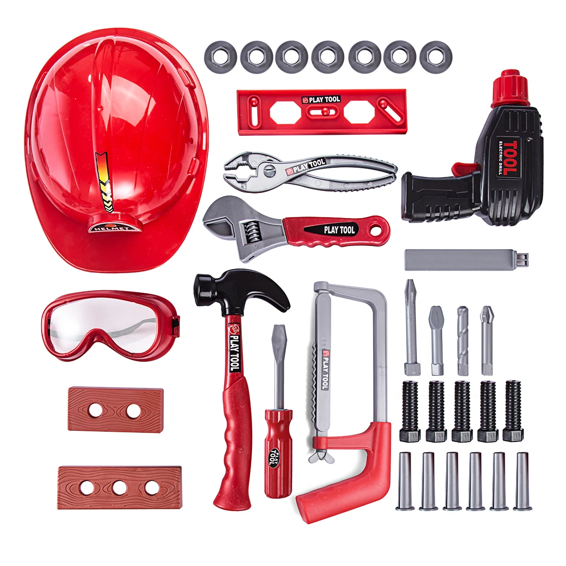34pcs/set Boys Toy Building Tools Ax Carpentry Popsocket Pretend Play For Children Educational Set Gifts
