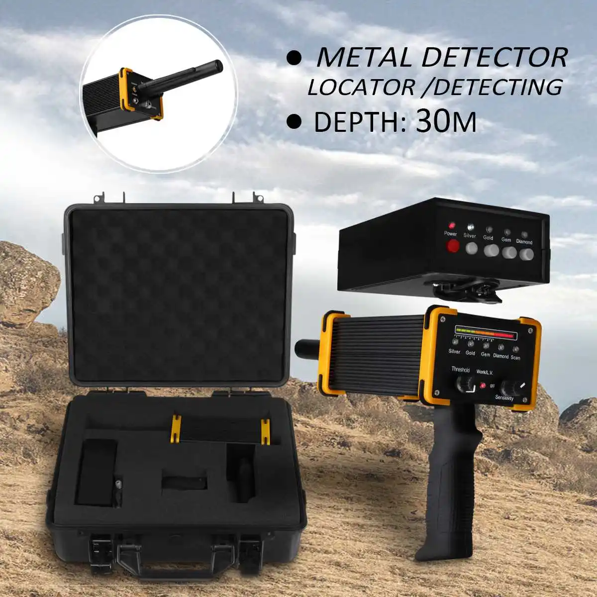 30M Depth ground Metal Detector machine with Waterproof Packing Box Gold Diamond Silver metal detector Equipment
30M Depth ground Metal Detector machine with Waterproof Packing Box Gold Diamond Silver metal detector Equipment