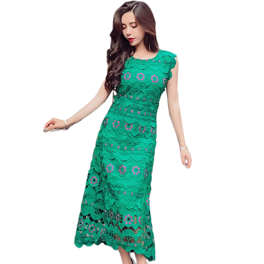 Hollow Out Sleeveless Dress Women Elegant Bodycon Summer Dresses Embroidery Office Dress Green Bayan Elbise Woman Clothes
Hollow Out Sleeveless Dress Women Elegant Bodycon Summer Dresses Embroidery Office Dress Green Bayan Elbise Woman Clothes