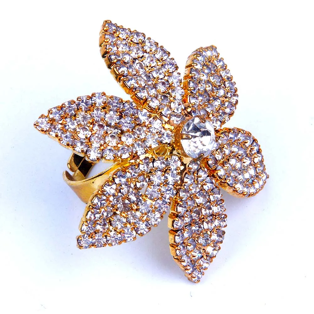 Stonefans Personality Rhinestone Gold Big Flower Ring Women Elegant Unique Design Plant Open Adjustable Ring Finger Jewelry
Stonefans Personality Rhinestone Gold Big Flower Ring Women Elegant Unique Design Plant Open Adjustable Ring Finger Jewelry