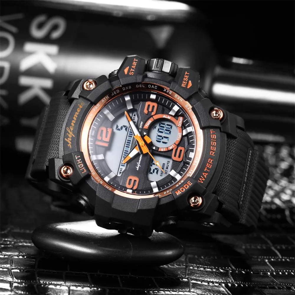 Man's Watch Waterproof Double Core LED Luminescent Multi-Function Sport reloj de hombre relogio masculino digital clock men
Man's Watch Waterproof Double Core LED Luminescent Multi-Function Sport reloj de hombre relogio masculino digital clock men