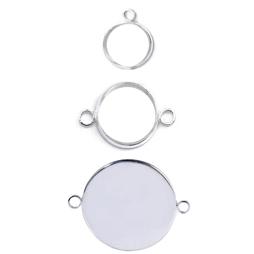 20Pcs fit 25*25MM Square Glass Cabochon Bezel Pendant Blank Base Trays