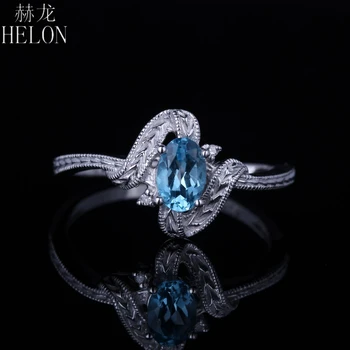 HELON Solid 14K (AU585) White Gold Certified Oval Flawless 0.6ct Natural Blue Topaz Diamond Engagement Ring Vintage Fine Jewelry
HELON Solid 14K (AU585) White Gold Certified Oval Flawless 0.6ct Natural Blue Topaz Diamond Engagement Ring Vintage Fine Jewelry