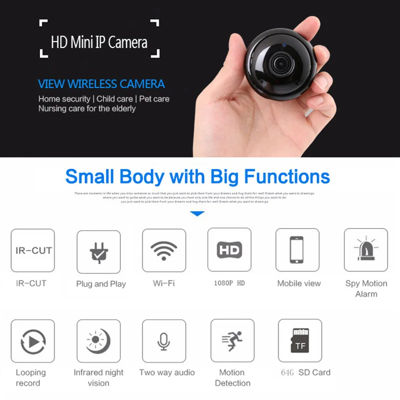 Wireless Mini WiFi Home Security IP Camera Night Vision Video Recorders Cameras XXM8
Wireless Mini WiFi Home Security IP Camera Night Vision Video Recorders Cameras XXM8