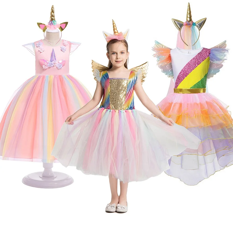 Детское Радужное платье-пачка с единорогом | Детская одежда и обувь