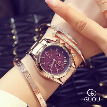 GUOU Brand Quartz Lady Watch Rhinestone Waterproof Steel Rose Gold Women's Watch Luxury Gift Wristwatches 8132 /w Calendar
GUOU Brand Quartz Lady Watch Rhinestone Waterproof Steel Rose Gold Women's Watch Luxury Gift Wristwatches 8132 /w Calendar