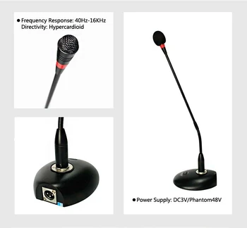 XLR or a 1/4" plug Professional Table Top Gooseneck DC3V/Phantom48V Condenser Conference Microphone for parliament Lectures
XLR or a 1/4" plug Professional Table Top Gooseneck DC3V/Phantom48V Condenser Conference Microphone for parliament Lectures