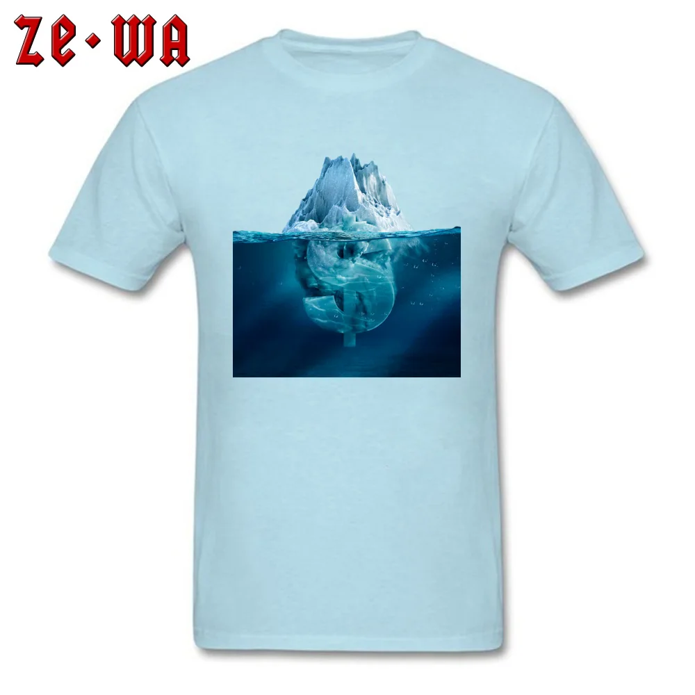 Birthday T Shirts Funky Round Collar Creative Iceberg currency symbol 100% Cotton Men Tees Custom Short Sleeve T Shirt Creative Iceberg currency symbol light