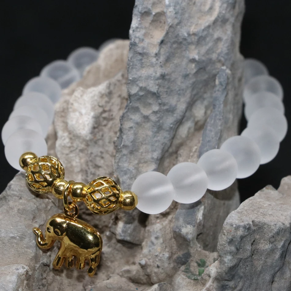 Gold-color elephant pendant hot sale jewelry making for women bracelet frosted matte white crystal 8mm round beads 7.5inchB2158
Gold-color elephant pendant hot sale jewelry making for women bracelet frosted matte white crystal 8mm round beads 7.5inchB2158