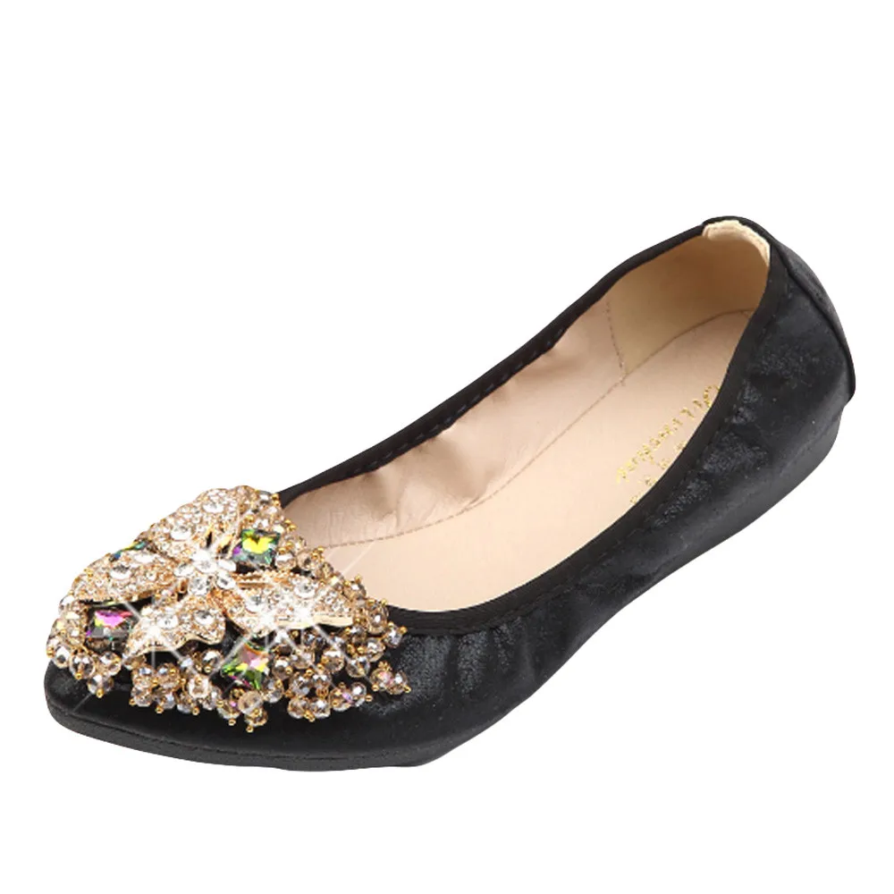 New Casual Outdoor Toe Flat High Quality Woman Plus Size Crystal Flat Shoes Comfortable Rhinestone Soft Butterfly Shoes 2019
New Casual Outdoor Toe Flat High Quality Woman Plus Size Crystal Flat Shoes Comfortable Rhinestone Soft Butterfly Shoes 2019
