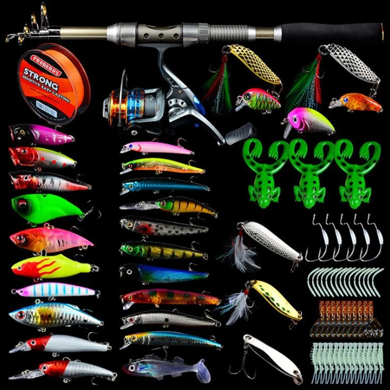 1.8M Fishing Rod Kit Fishing Rod+Fishing Reel(5.2:1)+ Line(100m)+ Lure(Minnow+Popper+Pencil+Crank+VIB)
1.8M Fishing Rod Kit Fishing Rod+Fishing Reel(5.2:1)+ Line(100m)+ Lure(Minnow+Popper+Pencil+Crank+VIB)