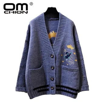 OMCHION Casaco Feminino 2018 Winter V Neck UFO Crown Embroidery Cardigan Women Oversized Korean Knit Sweater Thick Jumpers QS75
OMCHION Casaco Feminino 2018 Winter V Neck UFO Crown Embroidery Cardigan Women Oversized Korean Knit Sweater Thick Jumpers QS75