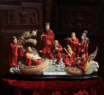 23'' china porcelain Ceramic Art pottery the Eight Immortals on dragon statue 
23'' china porcelain Ceramic Art pottery the Eight Immortals on dragon statue