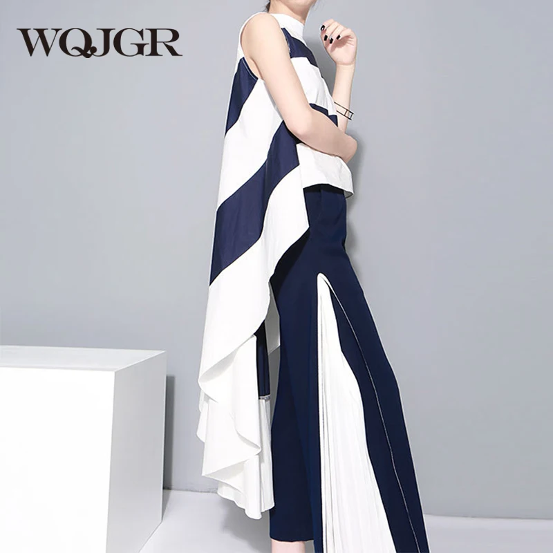 WQJGR 2019 Summer New Chiffon White Stripe Shirt Sleeveless Stand Irregular Hem Tops Women Plus Size Concise
WQJGR 2019 Summer New Chiffon White Stripe Shirt Sleeveless Stand Irregular Hem Tops Women Plus Size Concise