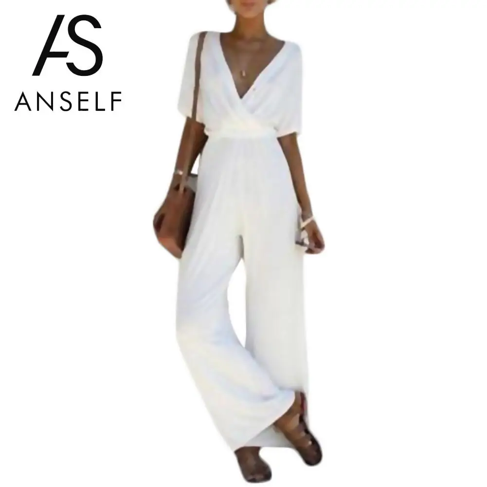 Anself Women's Deep V Neck Sexy Short Sleeve Jumpsuits High Waist Solid Jumpsuit 2019 Summer Elegant Ladies Black Bodysuit Women
Anself Women's Deep V Neck Sexy Short Sleeve Jumpsuits High Waist Solid Jumpsuit 2019 Summer Elegant Ladies Black Bodysuit Women