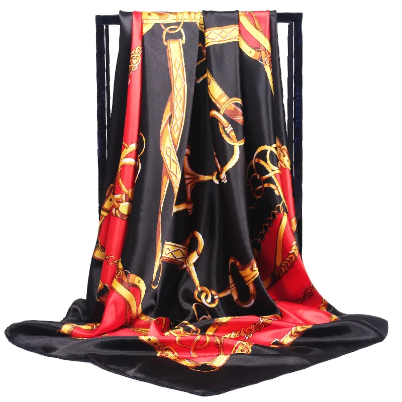 POBING Women Scarf Satin Silk Chain Print FoulardSquare Head Scarves Women Luxury Designer Shawls 90*90cm Bandana Muslim Hijab
POBING Women Scarf Satin Silk Chain Print FoulardSquare Head Scarves Women Luxury Designer Shawls 90*90cm Bandana Muslim Hijab