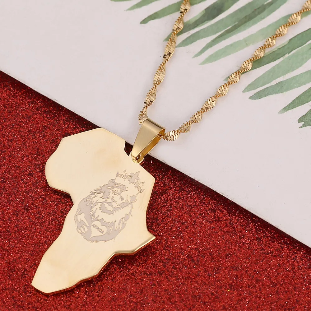 Africa Lion Heart Map Necklace Gold Color Pendant Chain African Map Gift for Men Women Ethiopian Jewelry 
Africa Lion Heart Map Necklace Gold Color Pendant Chain African Map Gift for Men Women Ethiopian Jewelry